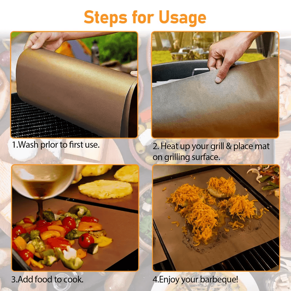 Copper Grill Mats Baking NonStick BBQ Pad Reusable Cooking Oven Sheet Liner For Grills Stoves And O 3