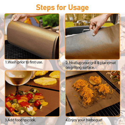 Copper Grill Mats Baking NonStick BBQ Pad Reusable Cooking Oven Sheet Liner For Grills Stoves And O 3