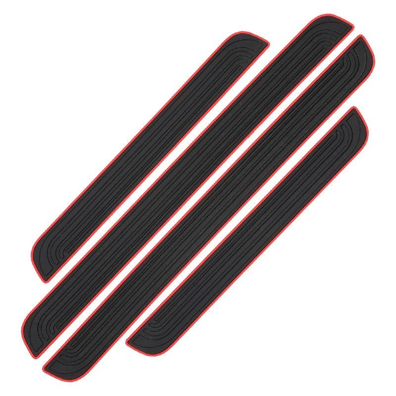 4pcs Rubber Car Door Sill Scuff Covers Black Door Panel Guards Protector Trim Anti Scratch Exterior 9