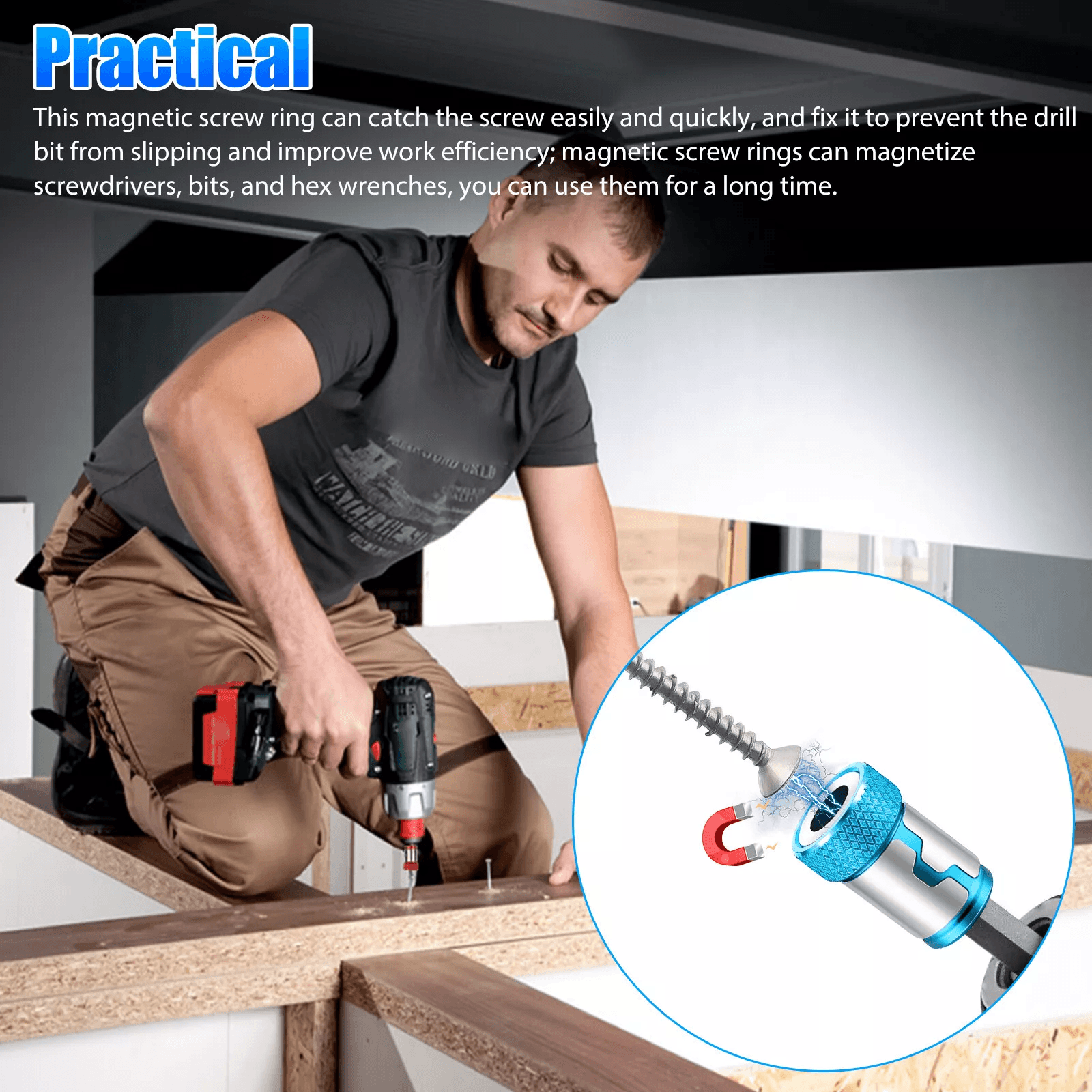 6PCS 14 Inch Screwdriver Bits Magnetic Ring Screwlock Sleeve Aluminum Alloy Batch Head Holder For D 6