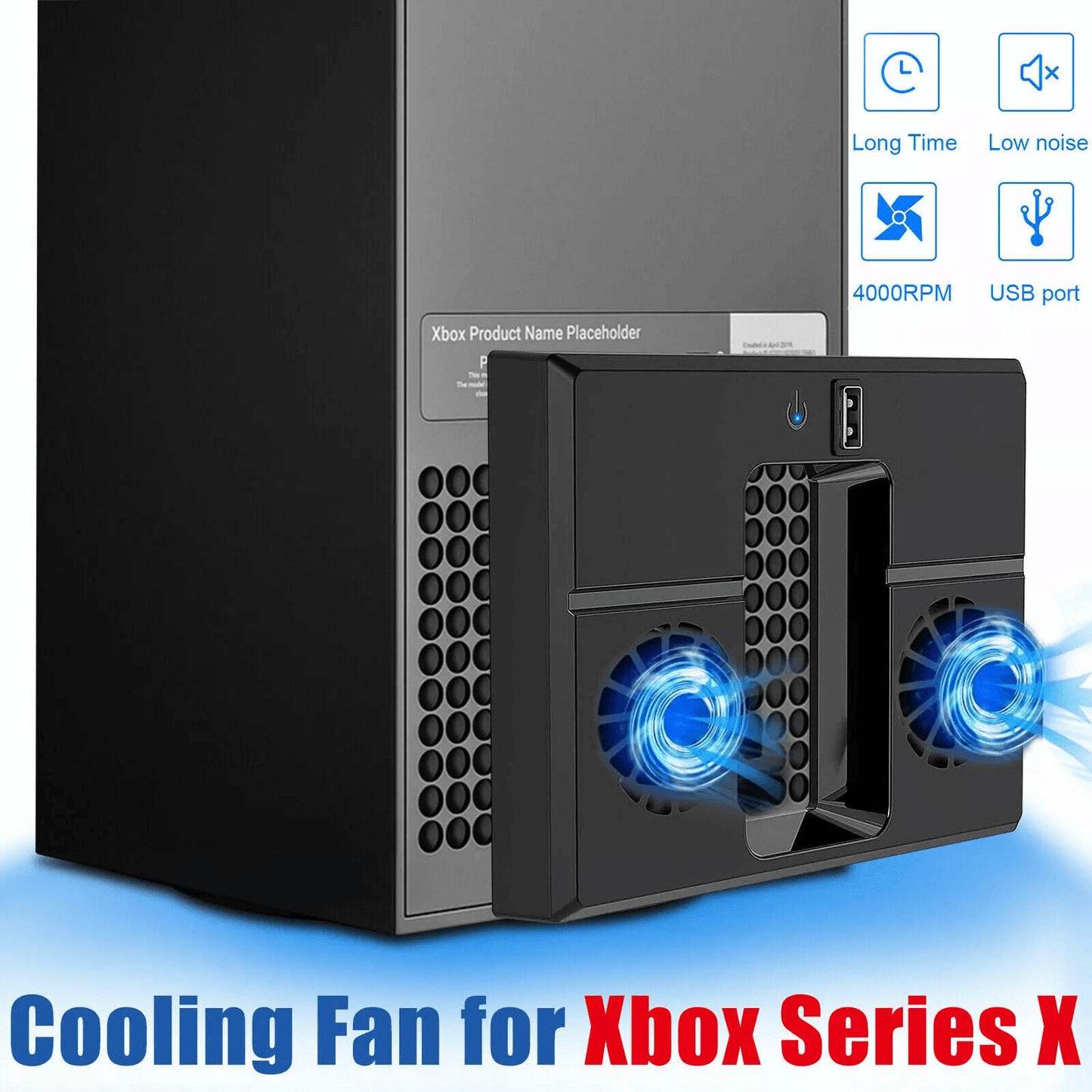 Cooling Fan Stand for Xbox Series X, USB External Vertical Cooler with Quiet Airflow & Console Overheat Protection