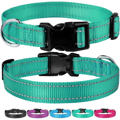Glow Go Reflective Dog Collar Adjustable Nylon Pet Collar  Leash For Nighttime Safety 10