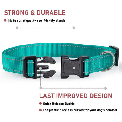 Glow Go Reflective Dog Collar Adjustable Nylon Pet Collar  Leash For Nighttime Safety 13