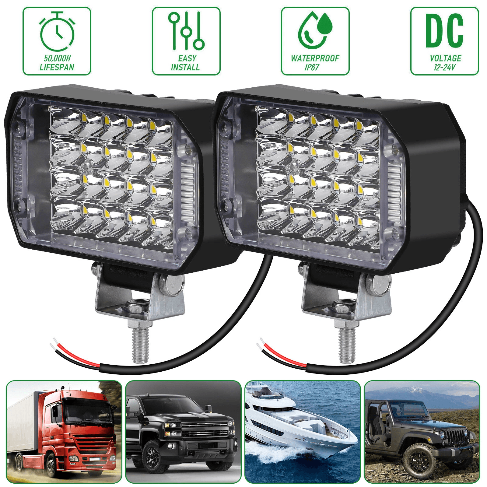 800W LED Work Light Bars Spot Flood Combo Pods for Offroad Driving, Fog Lamp for Truck, ATV, SUV, UTV, Boat,