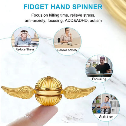 Premium Metal Fidget Spinner Desk Toy Gyroscope For Anxiety  Focus 5 Color Options Smooth Rotating  3