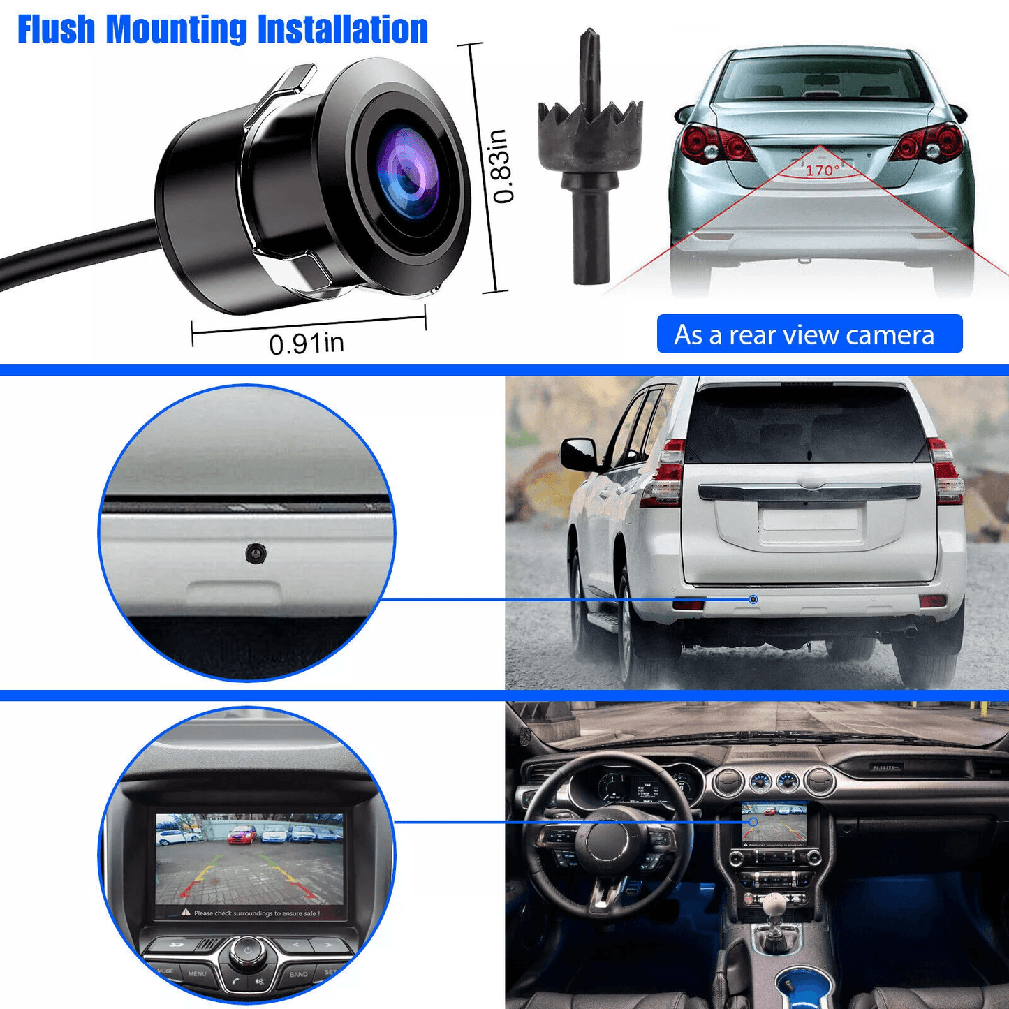 170 CMOS Car FrontSideRear View Reverse Backup Night Vision Parking Camera  Waterproof HD For All V 1