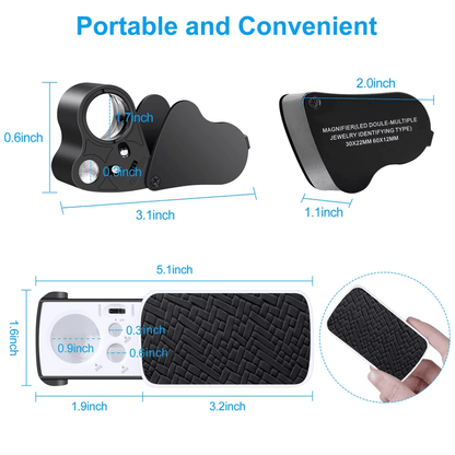 Jewelry Magnifier Loop Eye With LED Light Folding Magnifying Glass For Gems Watches Rocks And Hobby 7