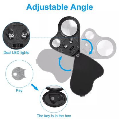 Jewelry Magnifier Loop Eye With LED Light Folding Magnifying Glass For Gems Watches Rocks And Hobby 6
