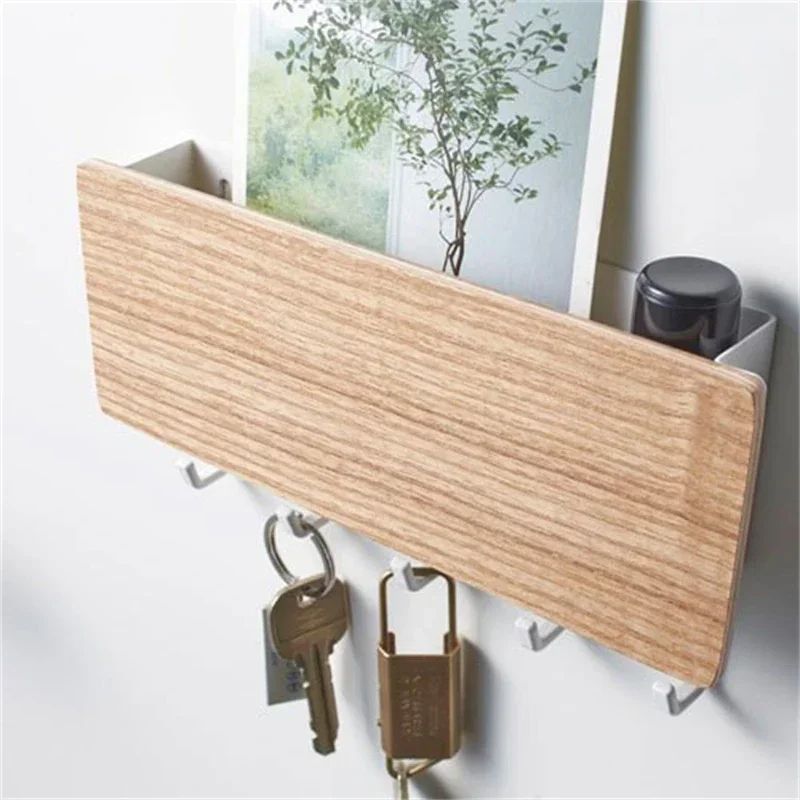 Wall Hanging Bamboo Key Holder, Stylish Coat Hooks & Organizer for Home Decoration