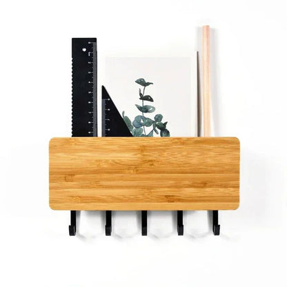 Wall Hanging Bamboo Key Holder  Stylish Coat Hooks  Organizer For Home Decoration 5