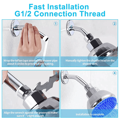 ColorChanging LED Shower Head With 7 RGB Lights And Water Filtration For Bathroom Spa Experience 4