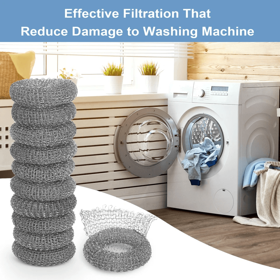Washing Machine Lint Drain Filter Screen Steel Wire Mesh Traps With Ties For Hoses Prevents Clogs I 1