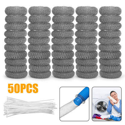 Washing Machine Lint Drain Filter Screen, Steel Wire Mesh Traps with Ties for Hoses, Prevents Clogs in Sink or Tub Drain
