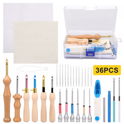 DIY Punch Needle Kit with Embroidery Pen, Cloth & Cross Stitch Tool Set for Sewing Craft Beginners