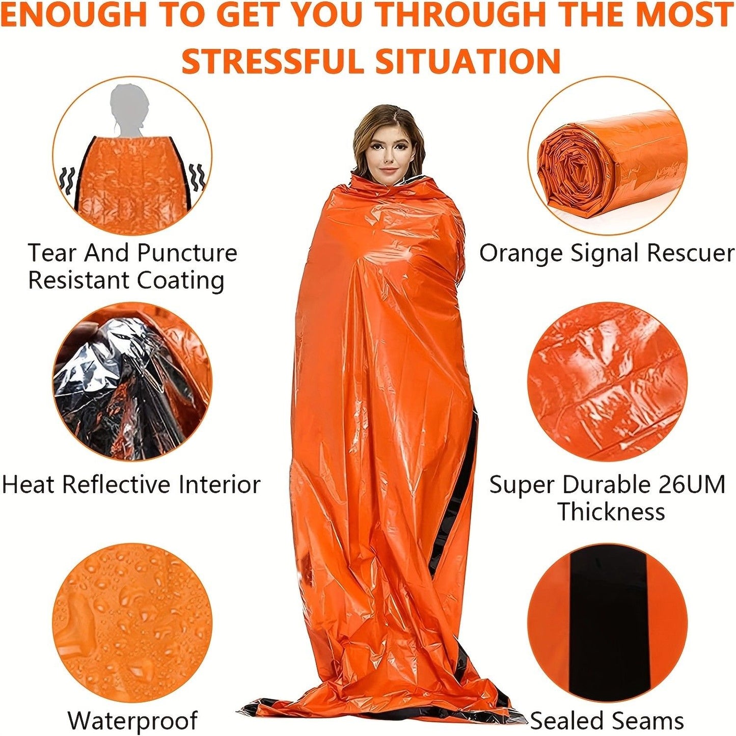 Waterproof Mylar Blanket Sleeping Bag Lightweight Thermal Emergency Survival Gear for Outdoor  Ca