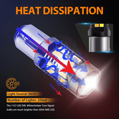 4X Dual Color WhiteAmber LED DRL Switchback Turn Signal Bulbs Super Bright Parking Lights 5630 Chip 3