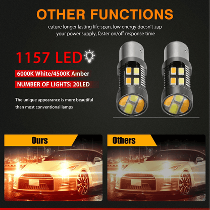 4X Dual Color WhiteAmber LED DRL Switchback Turn Signal Bulbs Super Bright Parking Lights 5630 Chip 2