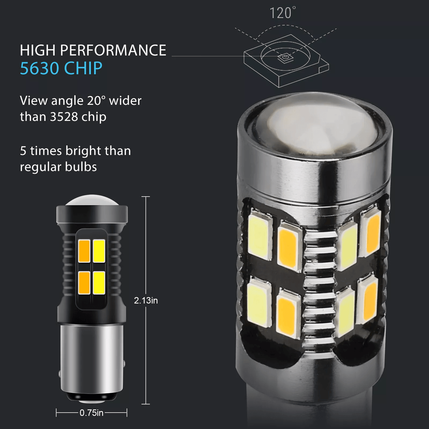 4X Dual Color WhiteAmber LED DRL Switchback Turn Signal Bulbs Super Bright Parking Lights 5630 Chip 4
