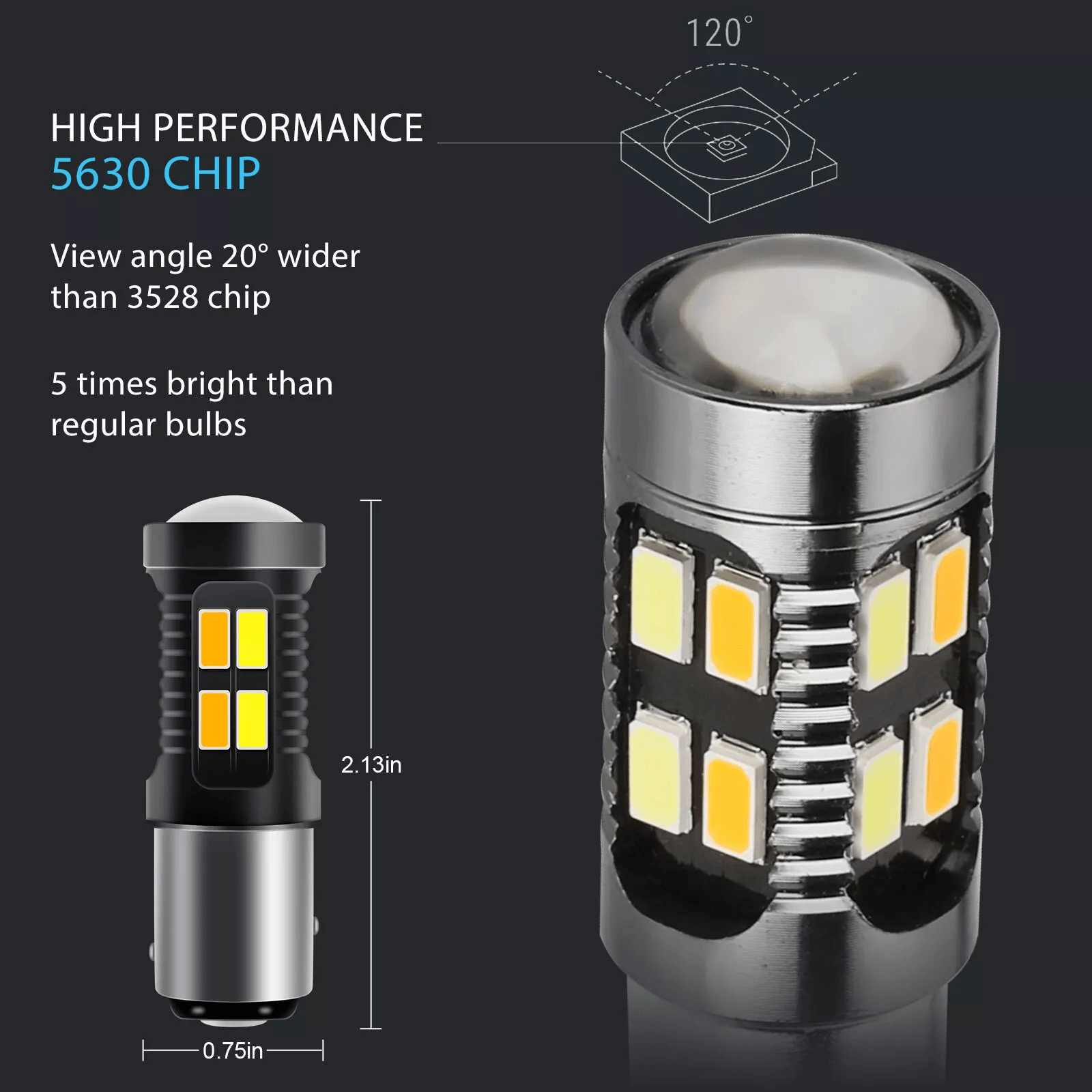 4X Dual Color WhiteAmber LED DRL Switchback Turn Signal Bulbs Super Bright Parking Lights 5630 Chip 4