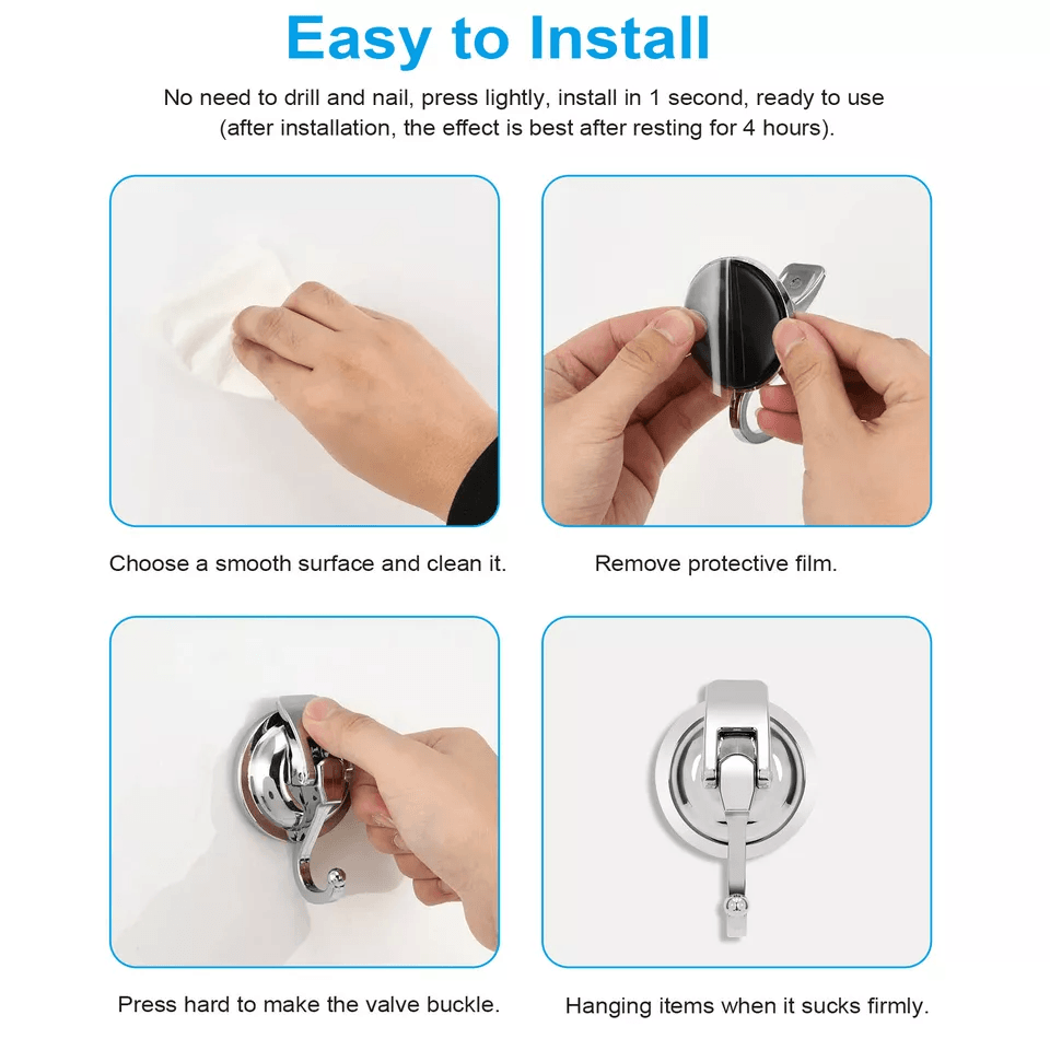 Heavy Duty Suction Cup Hooks Strong Wall Hanger For Tile Glass Bathroom Kitchen 4