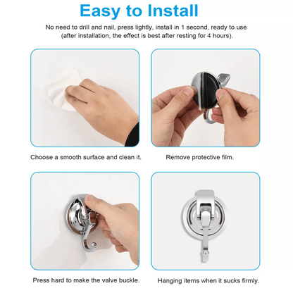 Heavy Duty Suction Cup Hooks Strong Wall Hanger For Tile Glass Bathroom Kitchen 4