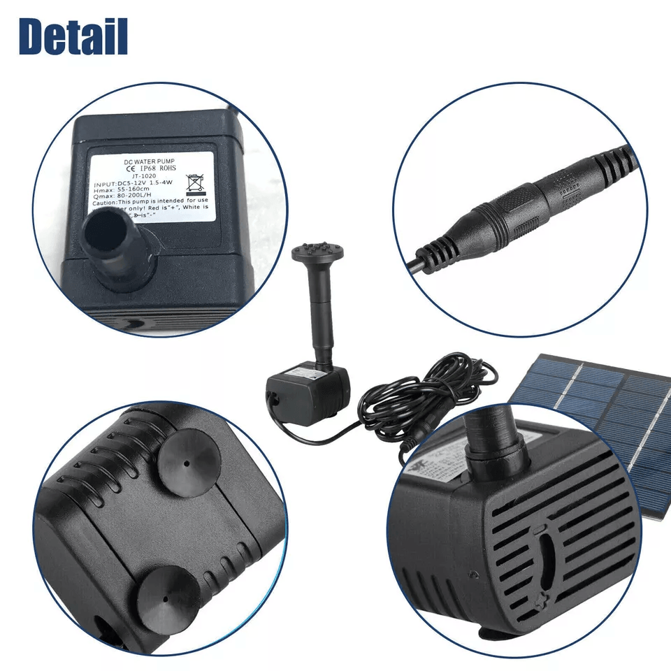 Solar Power Fountain Floating Water Pump For Bird Bath Garden Pond Outdoor Yard Decor 5