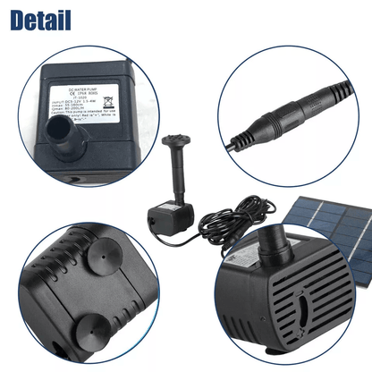 Solar Power Fountain Floating Water Pump For Bird Bath Garden Pond Outdoor Yard Decor 5