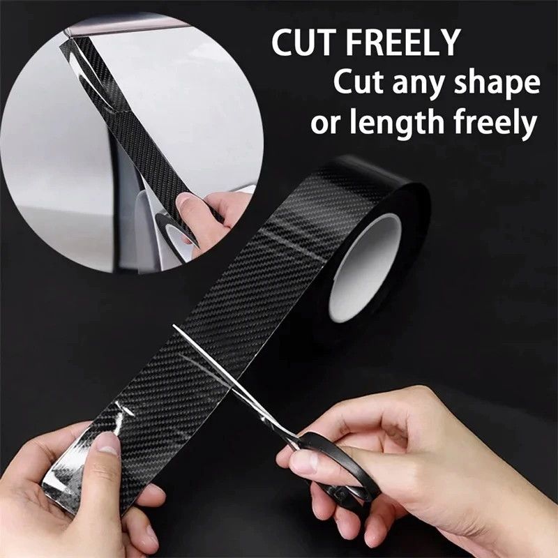 3D Nano Carbon Fiber Car Door Sill Protector Black Waterproof AntiScratch Film for Bumper  Door G