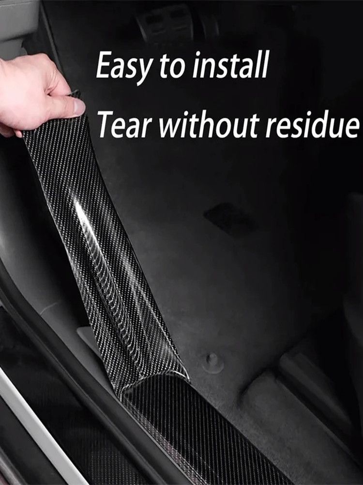 3D Nano Carbon Fiber Car Door Sill Protector Black Waterproof AntiScratch Film for Bumper  Door G