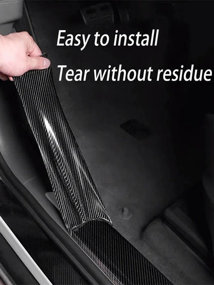 3D Nano Carbon Fiber Car Door Sill Protector Black Waterproof AntiScratch Film for Bumper  Door G