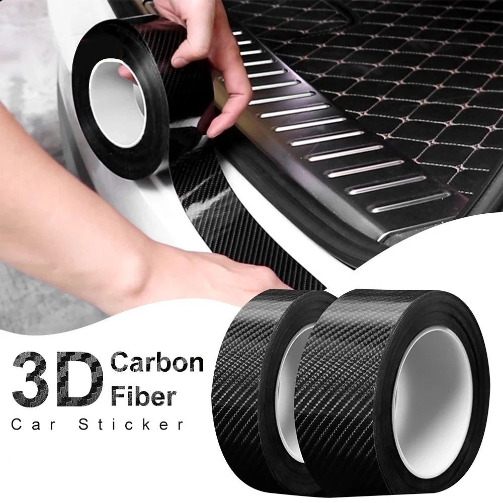 3D Nano Carbon Fiber Car Door Sill Protector Black Waterproof AntiScratch Film for Bumper  Door G