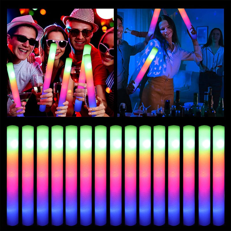 Bulk Colorful RGB LED Glow Sticks, Foam Cheer Tubes for Parties, Weddings & Dark Light Events
