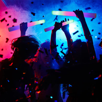 Bulk Colorful RGB LED Glow Sticks, Foam Cheer Tubes for Parties, Weddings & Dark Light Events