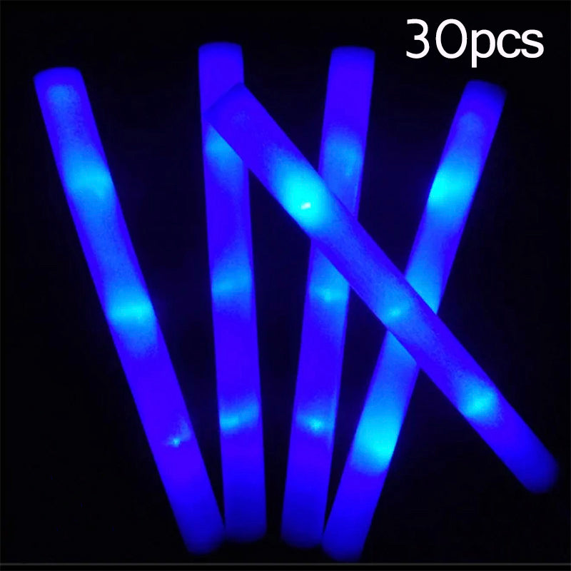 Bulk Colorful RGB LED Glow Sticks, Foam Cheer Tubes for Parties, Weddings & Dark Light Events