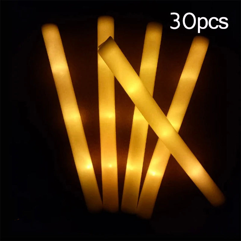 Bulk Colorful RGB LED Glow Sticks, Foam Cheer Tubes for Parties, Weddings & Dark Light Events