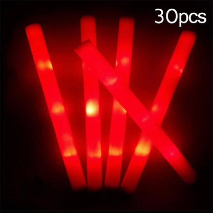Bulk Colorful RGB LED Glow Sticks, Foam Cheer Tubes for Parties, Weddings & Dark Light Events