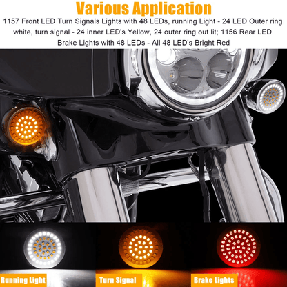Smoke Lens 1157 Front  1156 Rear LED Turn Signal Bullet Lights For Harley Davidson Motorcycles 3