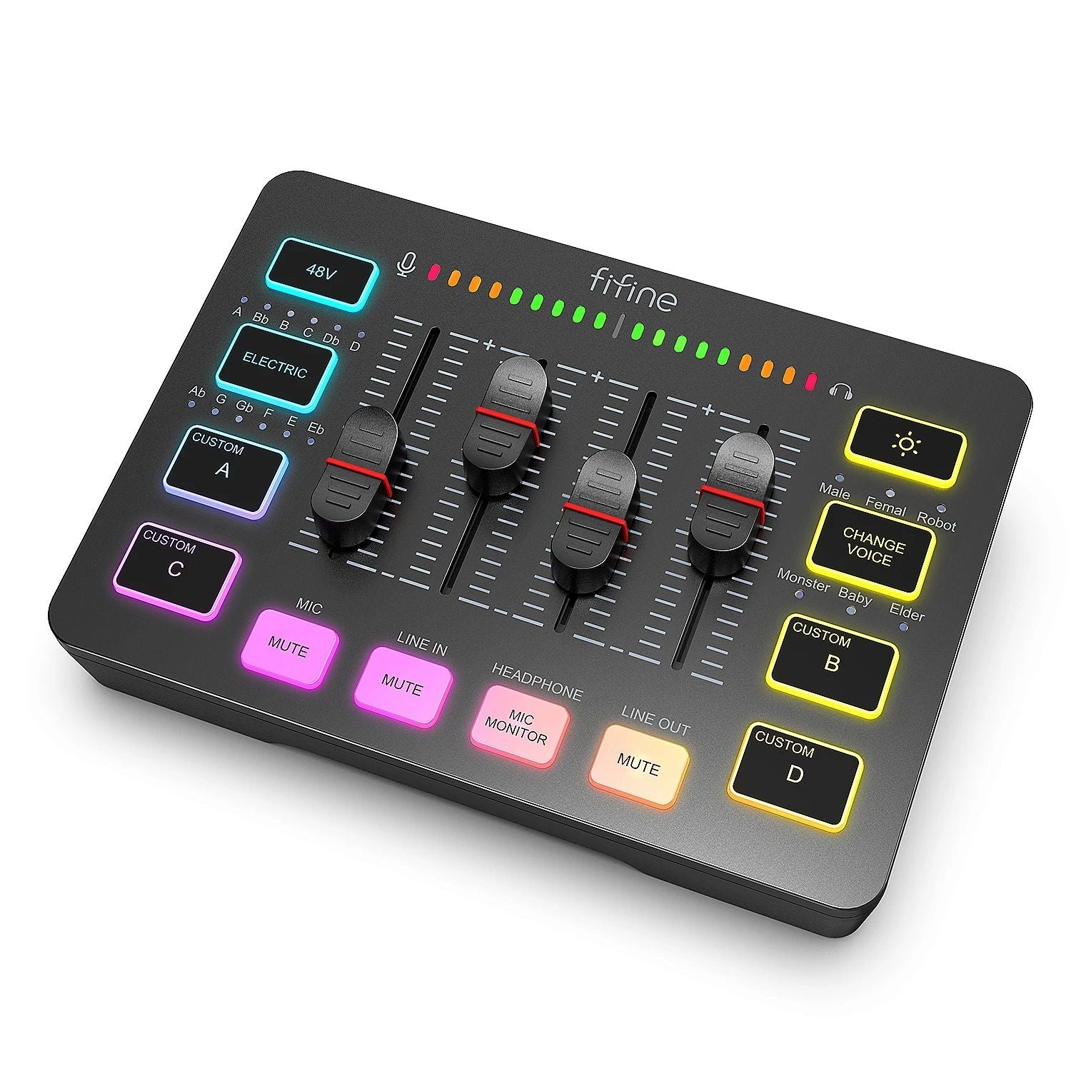 4 Channel Gaming Audio Mixer with XLR,RGB Streaming Mixer for Game Voice, Podcast & Live Broadcasts (SC3 Model)