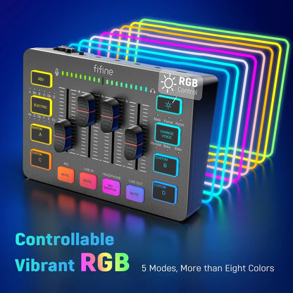 4 Channel Gaming Audio Mixer With XLRRGB Streaming Mixer For Game Voice Podcast  Live Broadcasts SC 5