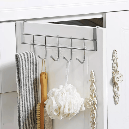 Over The Door 5 Hooks Rack Stainless Steel Towel Hanger For Clothes Coats Hats Ideal For Home Bathr 2