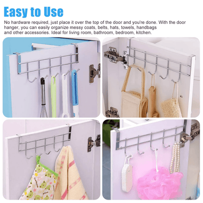 Over The Door 5 Hooks Rack Stainless Steel Towel Hanger For Clothes Coats Hats Ideal For Home Bathr 1