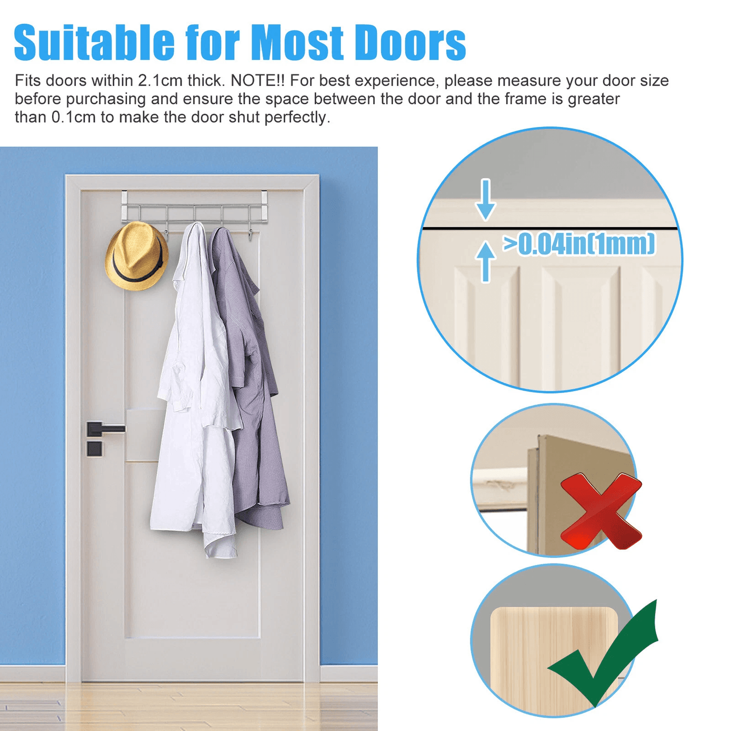 Over The Door 5 Hooks Rack Stainless Steel Towel Hanger For Clothes Coats Hats Ideal For Home Bathr 6