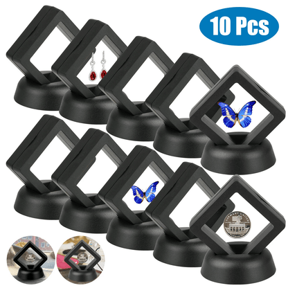 3D Floating Coin Display Frame Stand Holder Case Box, Transparent Showcase for Jewelry, Challenge Coins, and Collectible