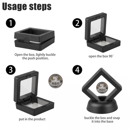 3D Floating Coin Display Frame Stand Holder Case Box Transparent Showcase For Jewelry Challenge Coi 5