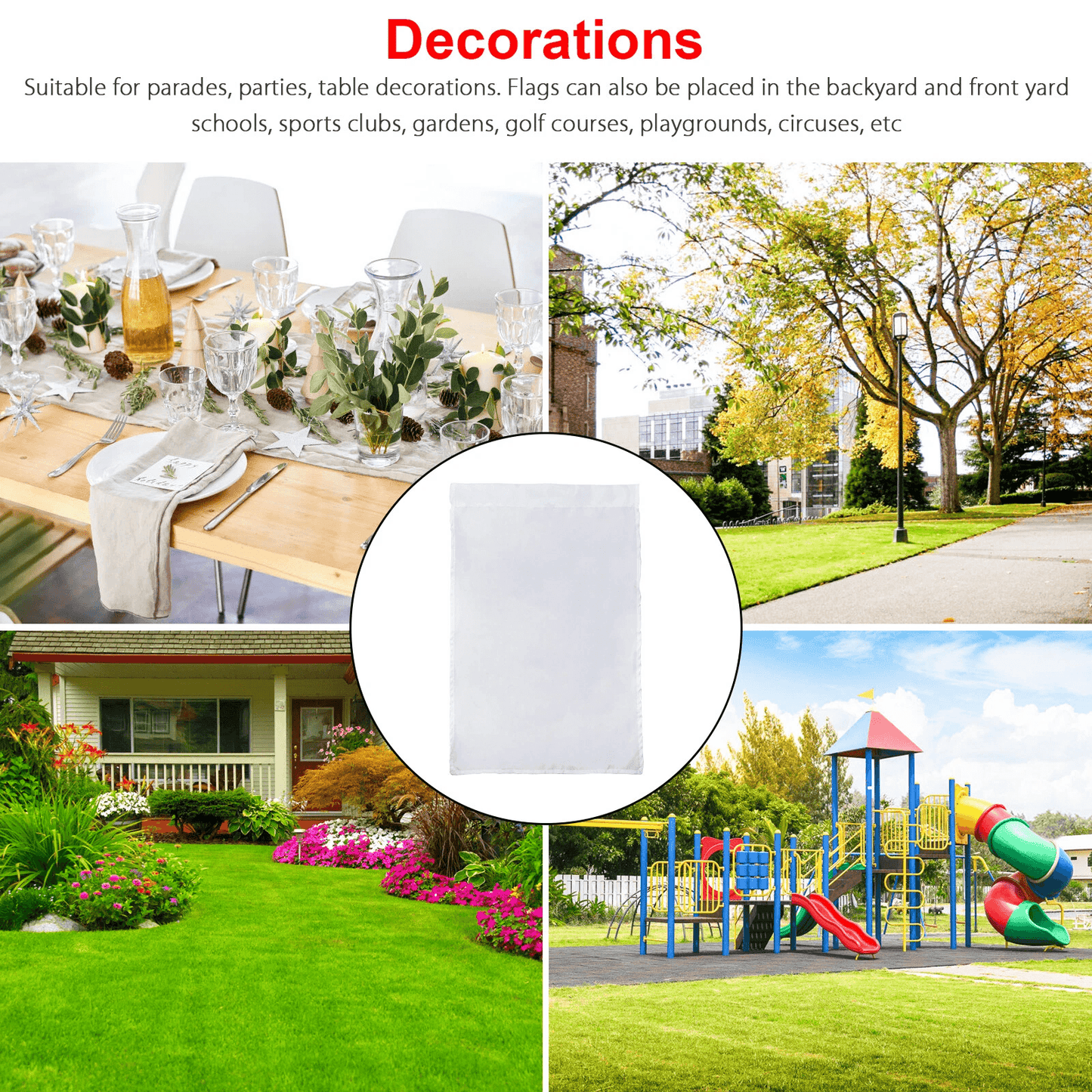 10Pcs White Sublimation Blank Garden Flags Polyester DIY Banner For Parade Yard Outdoor Decoration  4