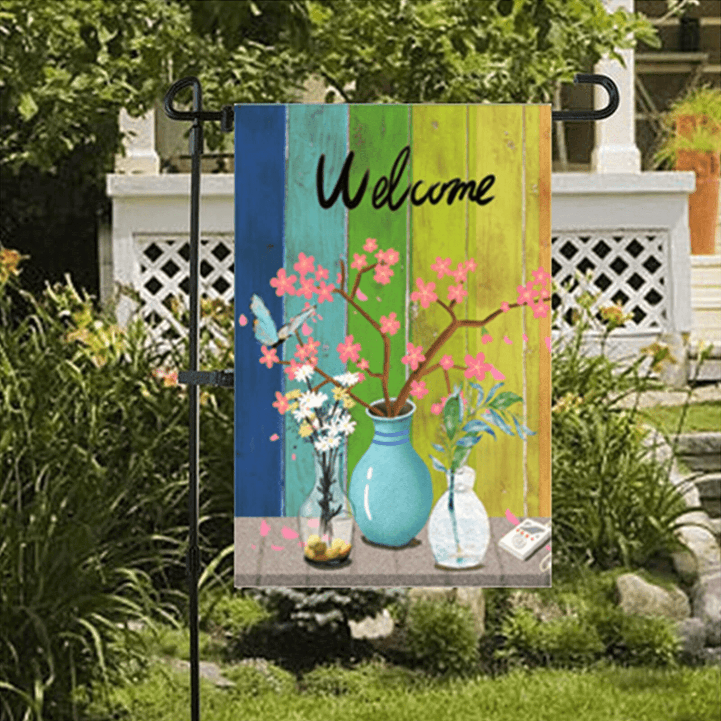 10Pcs White Sublimation Blank Garden Flags Polyester DIY Banner For Parade Yard Outdoor Decoration  3