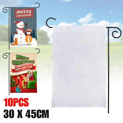 10Pcs White Sublimation Blank Garden Flags Polyester DIY Banner for Parade, Yard, Outdoor Decoration Custom Printing