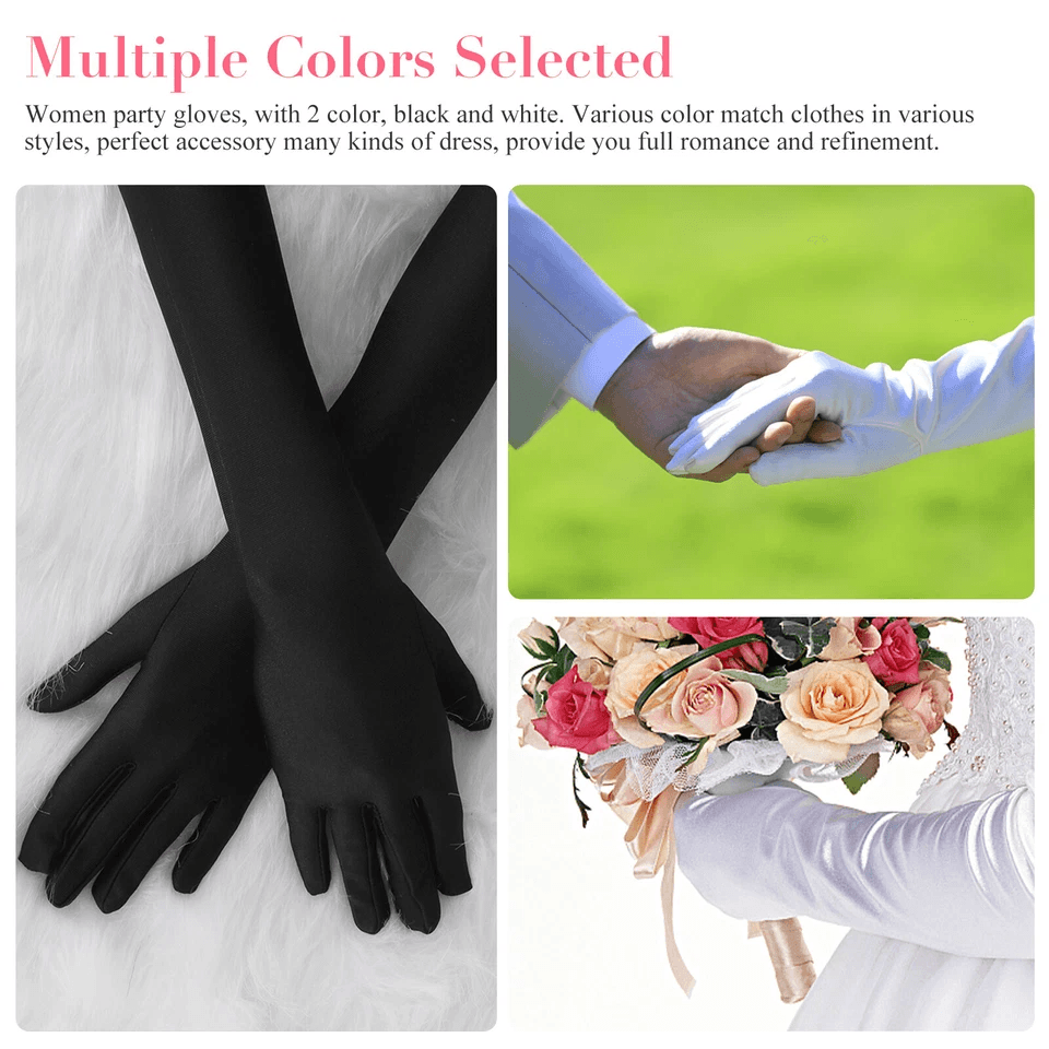 Elegant Women Satin Long Gloves Opera Wedding Bridal Evening Party  Prom Costume Gloves For Formal  3