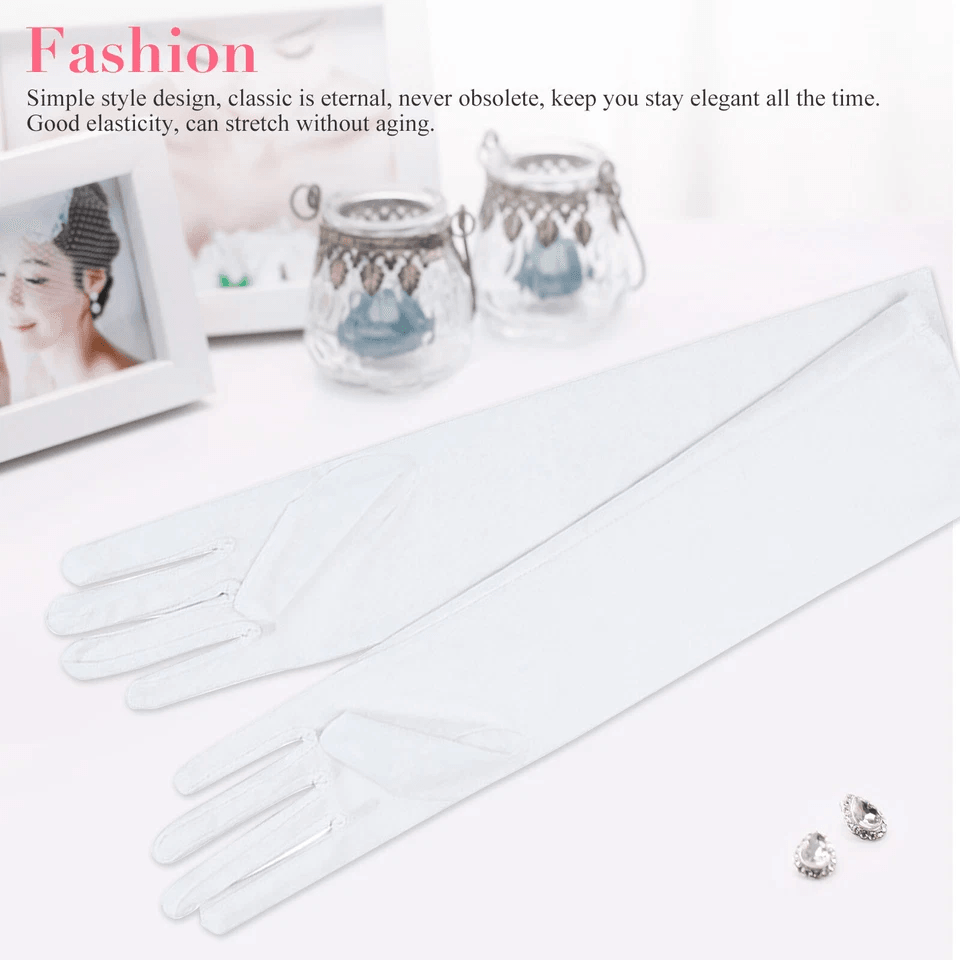 Elegant Women Satin Long Gloves Opera Wedding Bridal Evening Party  Prom Costume Gloves For Formal  6