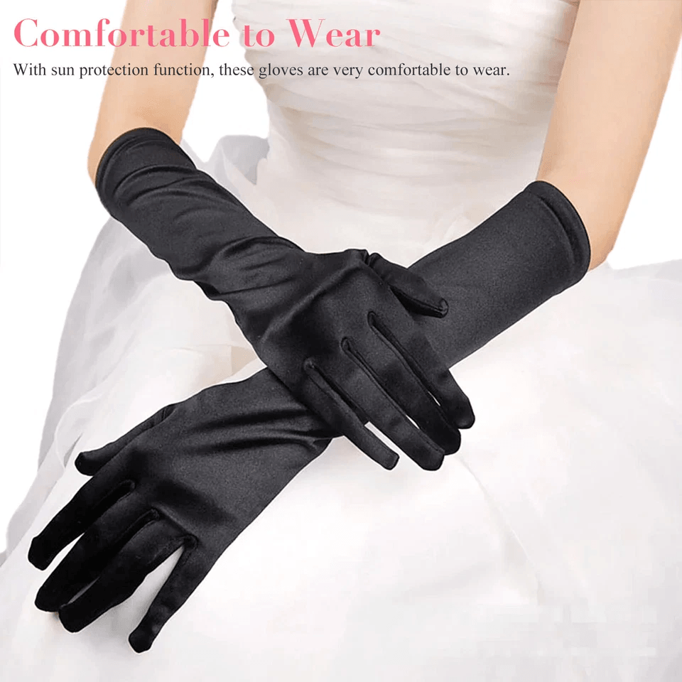 Elegant Women Satin Long Gloves Opera Wedding Bridal Evening Party  Prom Costume Gloves For Formal  2